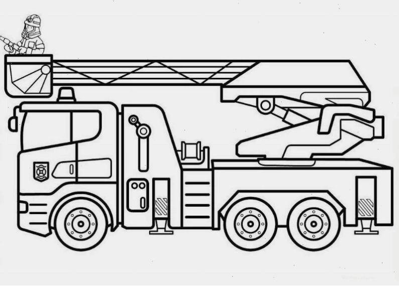 Tranh tô màu xe cứu hỏa với đường nét phóng khoáng