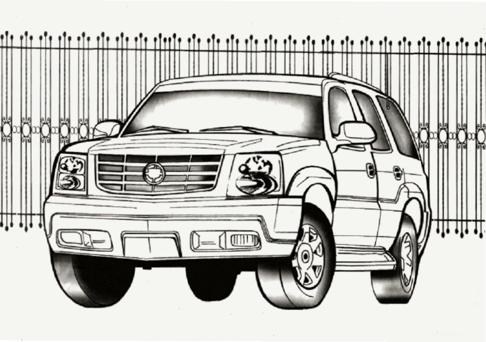 Tranh tô màu xe SUV Cadillac Escalade