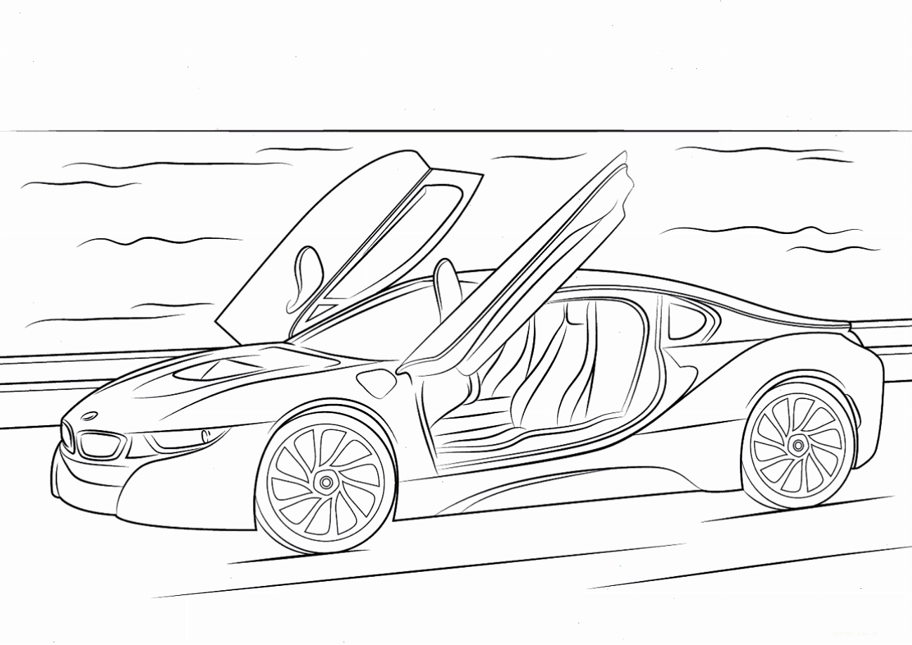 Tranh tô màu xe thể thao BMW i8 đời 2015