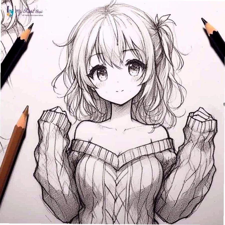 Tranh vẽ anime nữ đẹp với phong thái tự tin, ngầu lòi