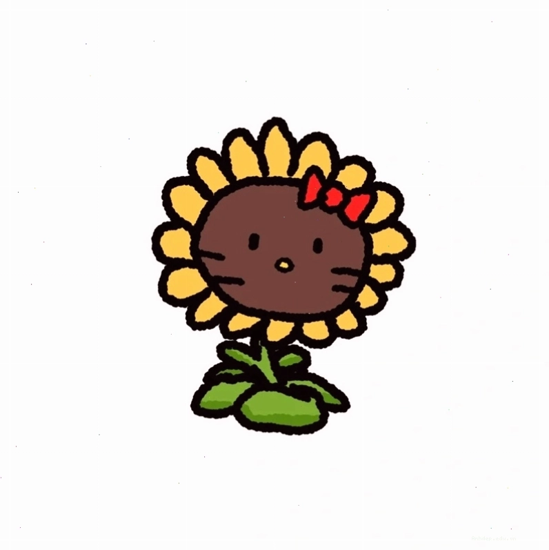 Tranh vẽ chibi hoa hướng dương màu nước