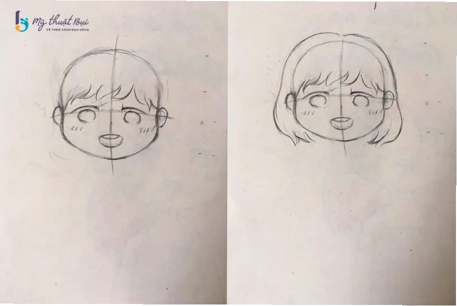 Vẽ kiểu tóc đơn giản cho nhân vật Chibi