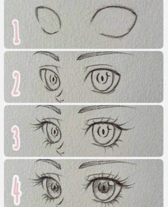 Vẽ mắt anime nữ biểu cảm vui vẻ và ngạc nhiên