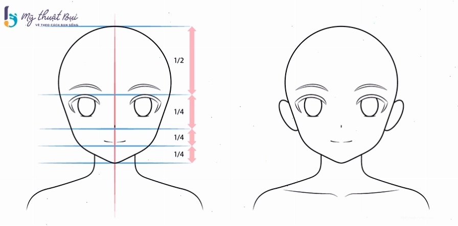 Vẽ mắt và lồng mày cho nhân vật anime theo phong cách cute