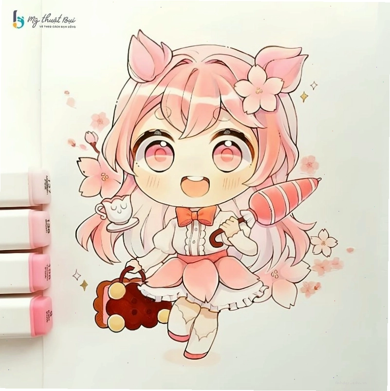 Vẽ minh họa tỷ lệ cơ thể nhân vật chibi nam với đầu lớn và thân ngắn