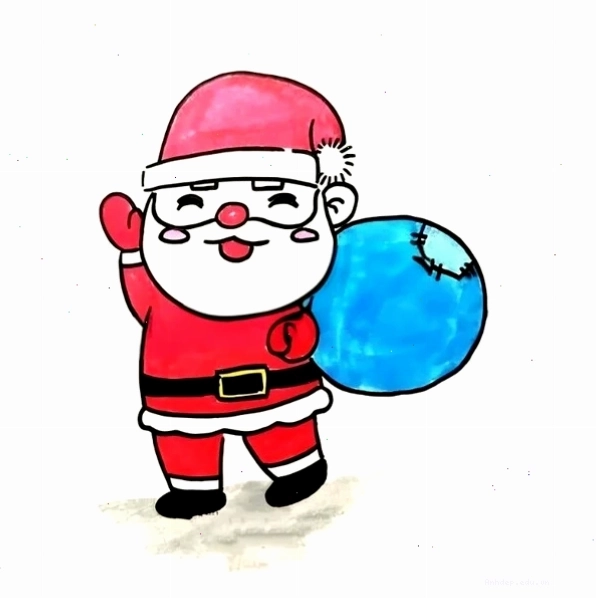 Vẽ ông già Noel chibi đơn giản, dễ dàng tô màu