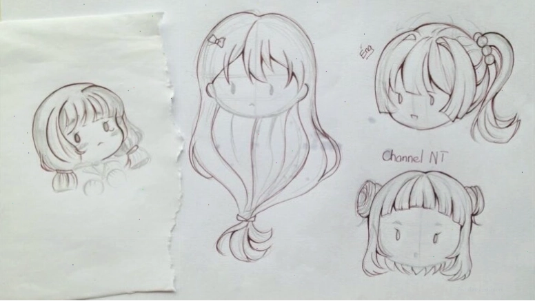Vẽ tóc anime nữ xinh xắn