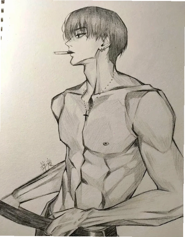 Vẽ tranh anime nam tóc đen với phong cách huyền bí
