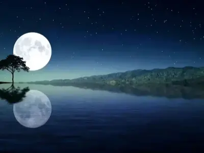 Hình ảnh phong cảnh ánh trăng soi mặt hồ khiến bạn mê mẩn