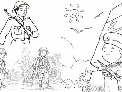 Bộ 99+ tranh tô màu chú bộ đội giúp bé thêm yêu tổ quốc