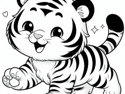 Tranh tô màu Hổ Chibi - Tải miễn phí bộ sưu tập siêu cute