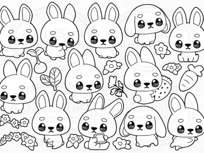 101+ Tranh tô màu thỏ chibi siêu cute cho bé