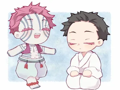 Akaza chibi - Thượng Huyền Tam phiên bản đáng yêu