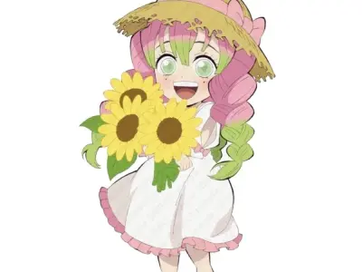 Bộ sưu tập ảnh Chibi Mitsuri với trái tim và đôi má ửng hồng
