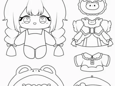Khám phá thế giới tô màu búp bê giấy: Tranh vẽ cute cho bé thỏa sức sáng tạo