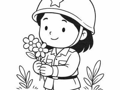 Tuyển tập hình tô màu chú bộ đội Việt Nam ý nghĩa cho bé