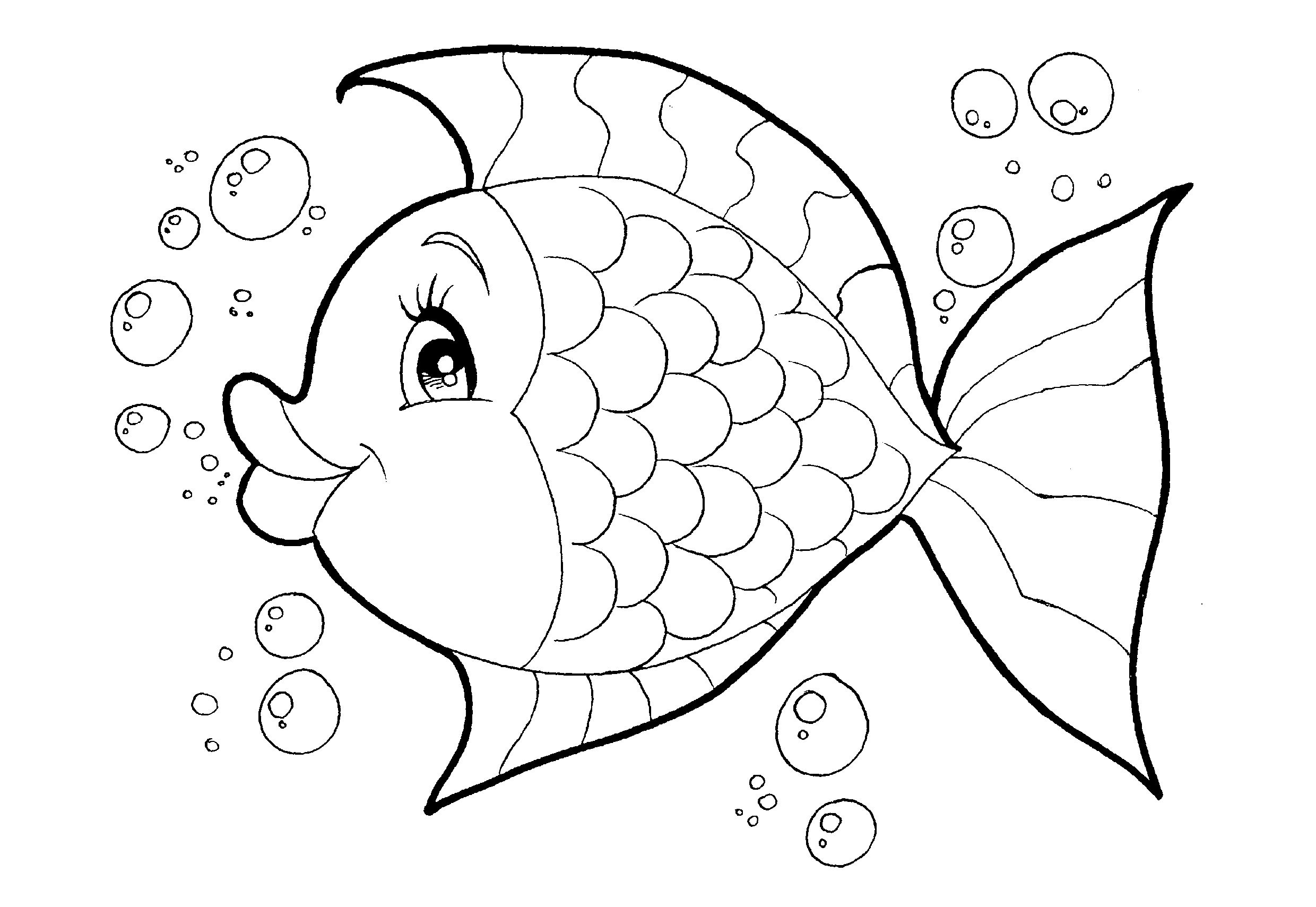 Tranh tô màu hình con cá cute cho bé  11