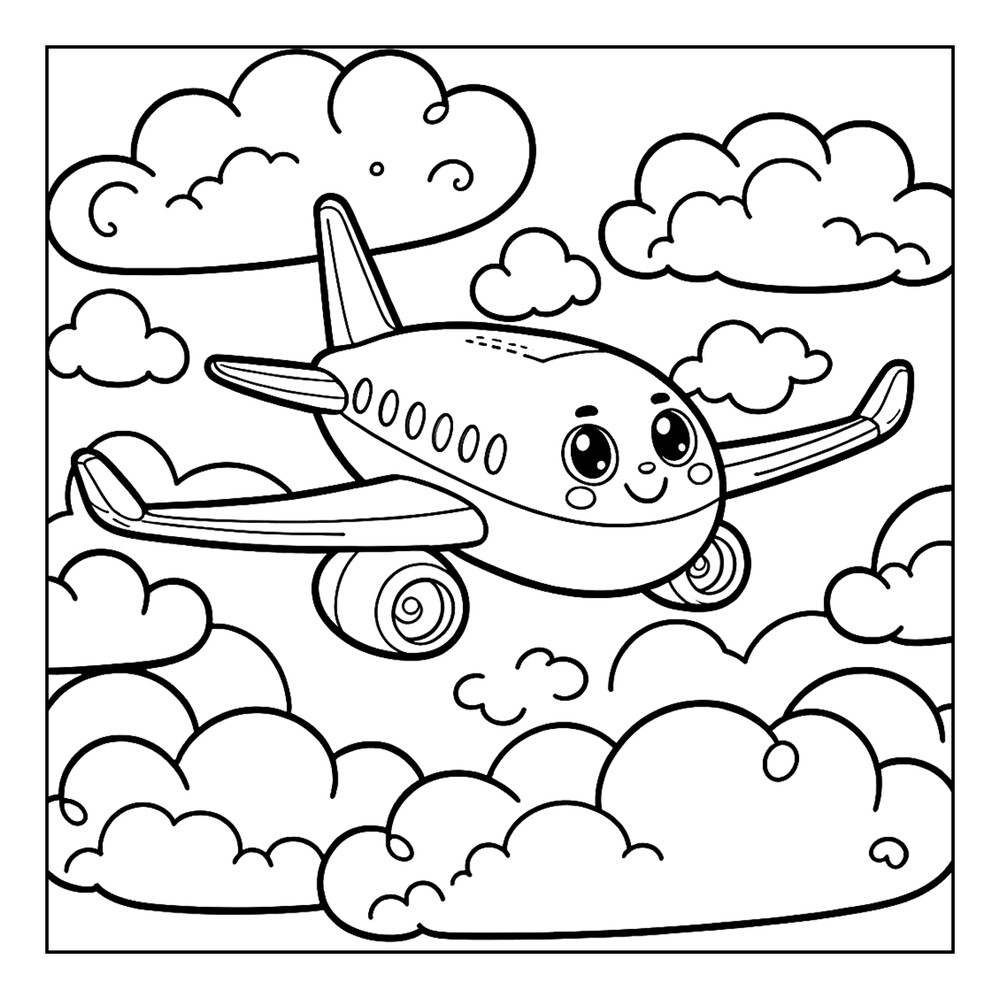 Bộ tranh tô màu máy bay siêu ngầu siêu cute cho bé 21
