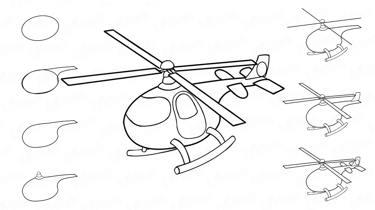 Tranh tô màu máy bay trực thăng cho bé  14