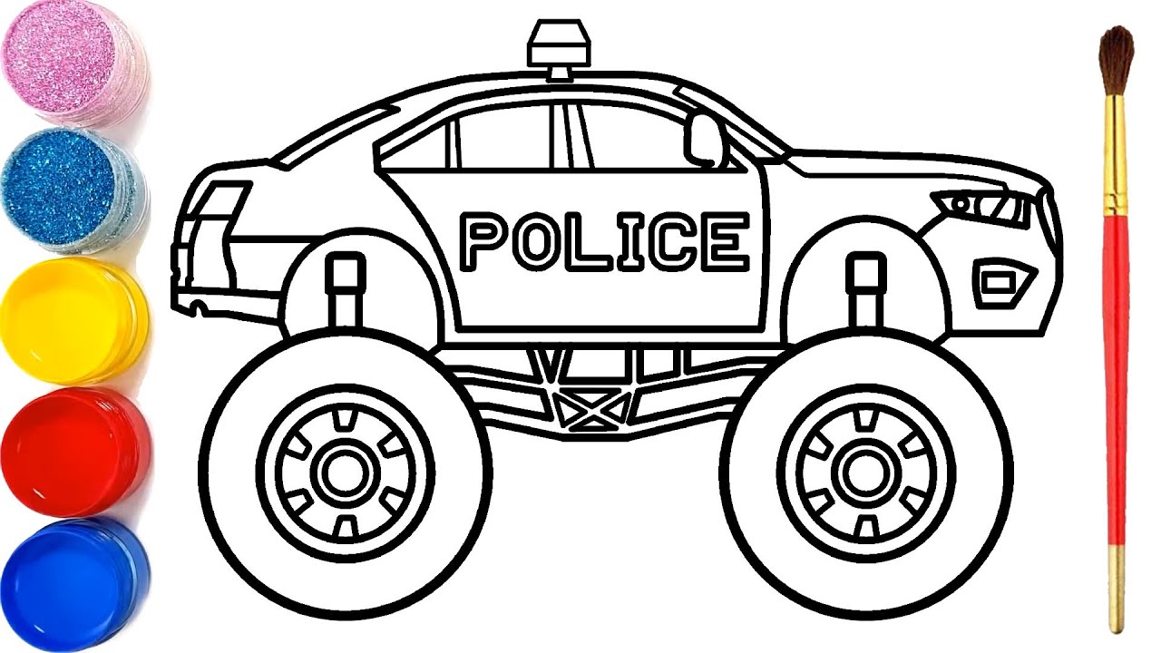 Bộ tranh tô màu xe cảnh sát dành cho bé 26