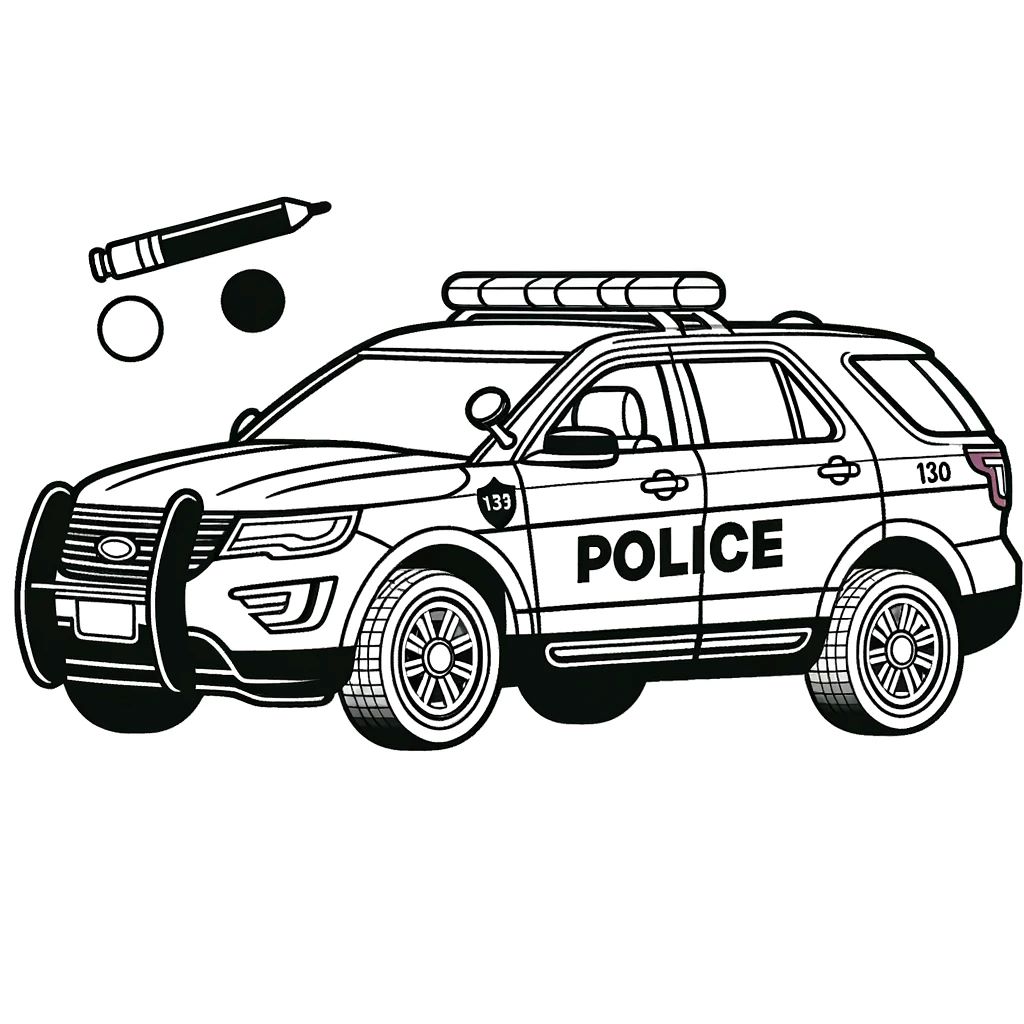 Bộ tranh tô màu xe cảnh sát dành cho bé 21