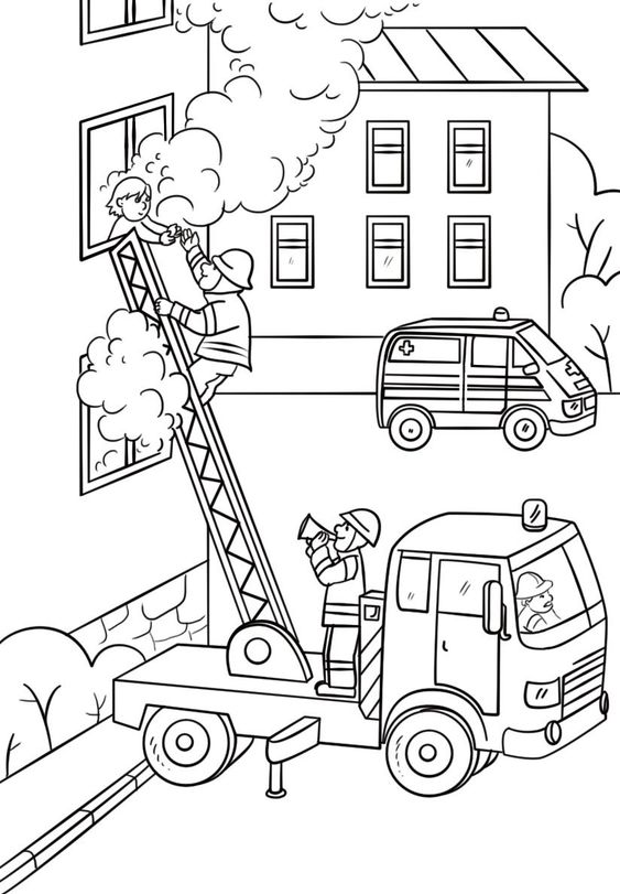 Bộ tranh tô màu xe cứu hỏa dành cho bé 30
