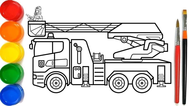 Bộ tranh tô màu xe cứu hỏa dành cho bé 3