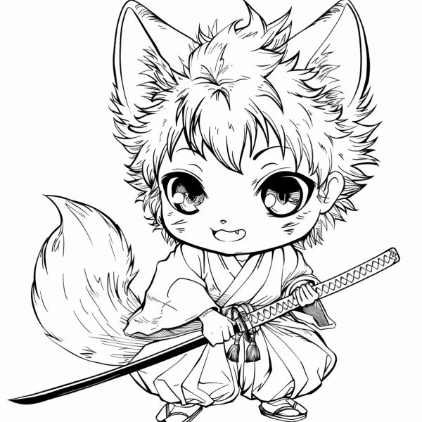 Tranh tô màu Inosuke chibi 3