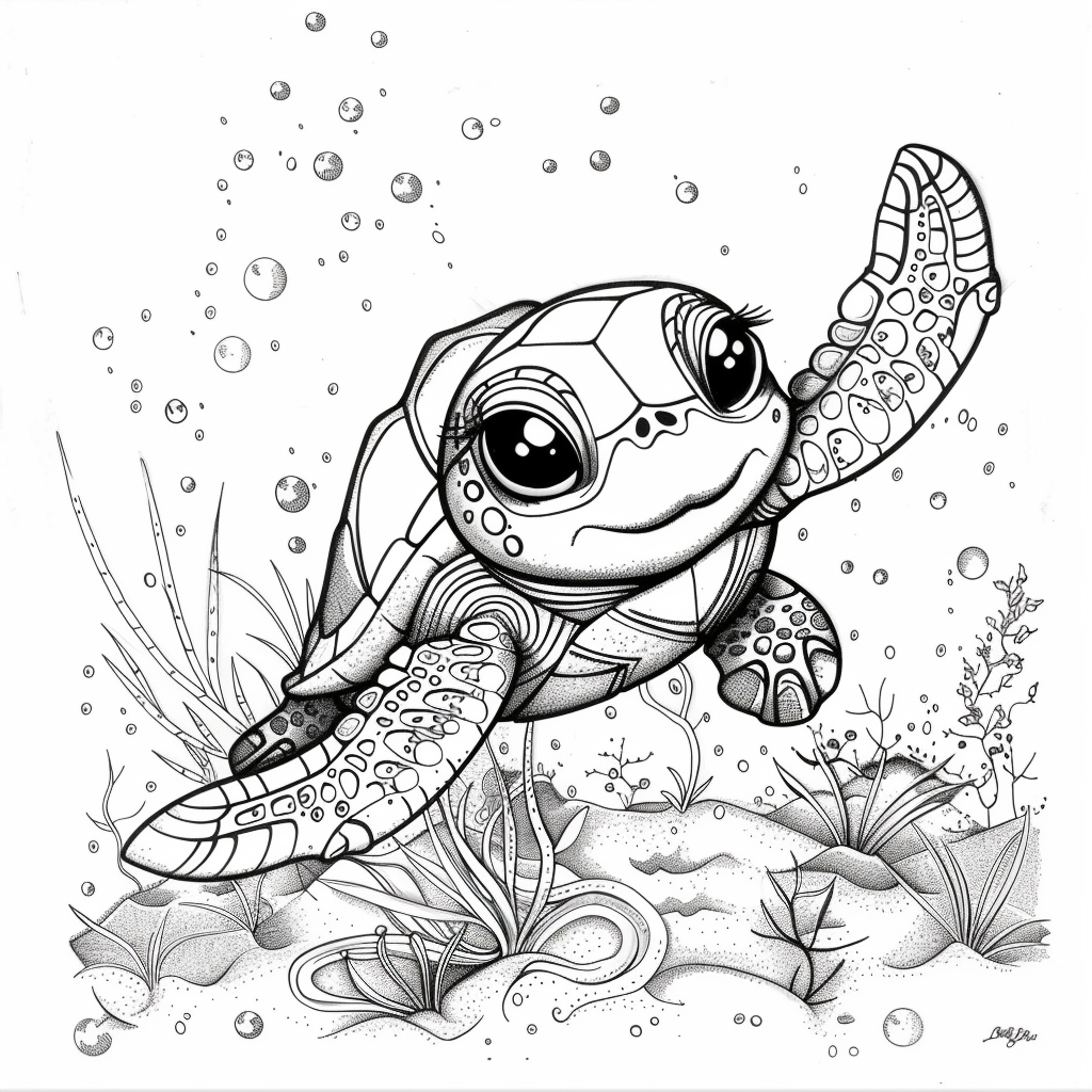 99+ tranh tô màu con rùa siêu cute dành cho bé yêu 9