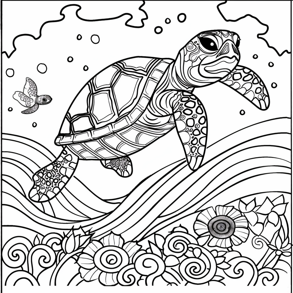 99+ tranh tô màu con rùa siêu cute dành cho bé yêu 11