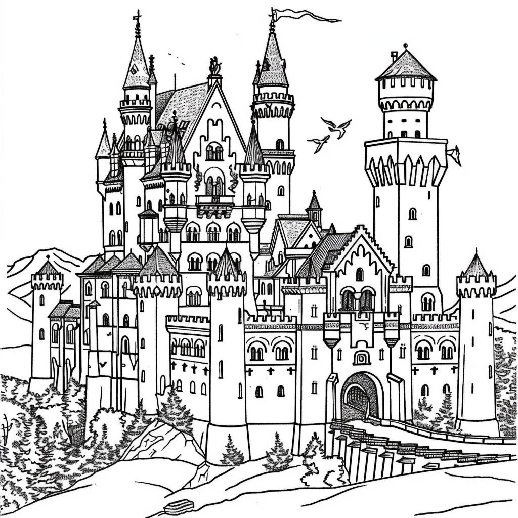 Bộ tranh tô màu lâu đài siêu khổng lồ và đẹp cho bé 60