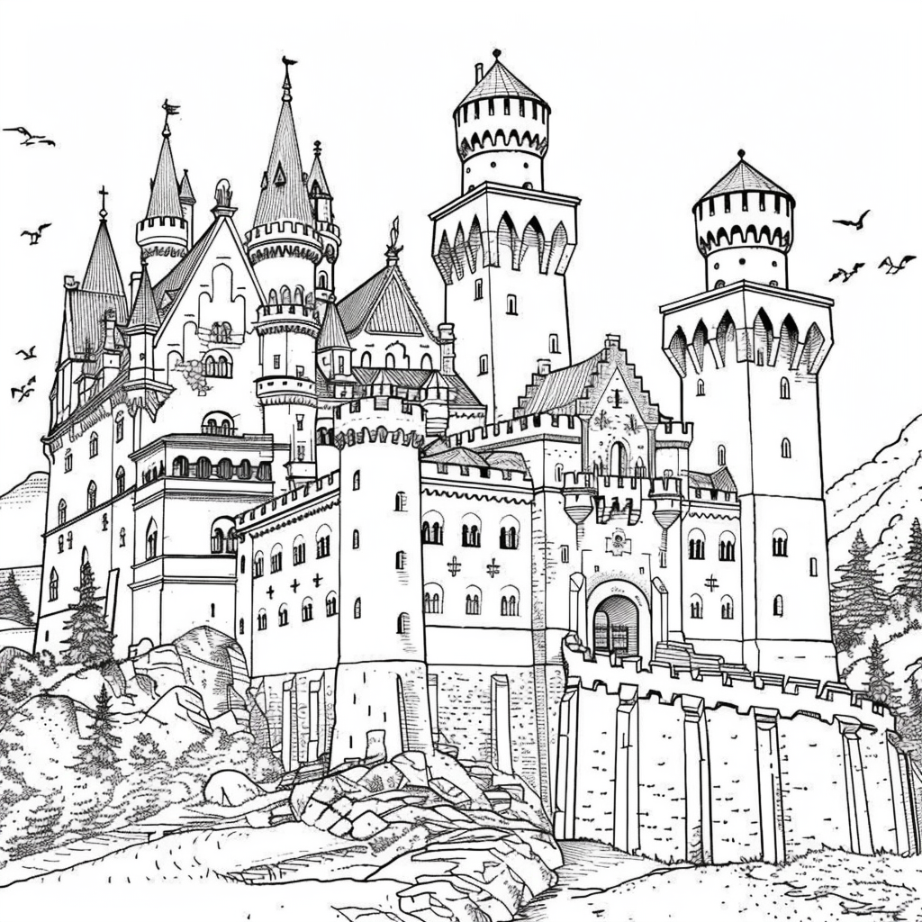 Bộ tranh tô màu lâu đài siêu khổng lồ và đẹp cho bé 58