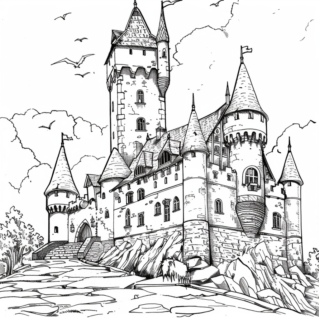 Bộ tranh tô màu lâu đài siêu khổng lồ và đẹp cho bé 54