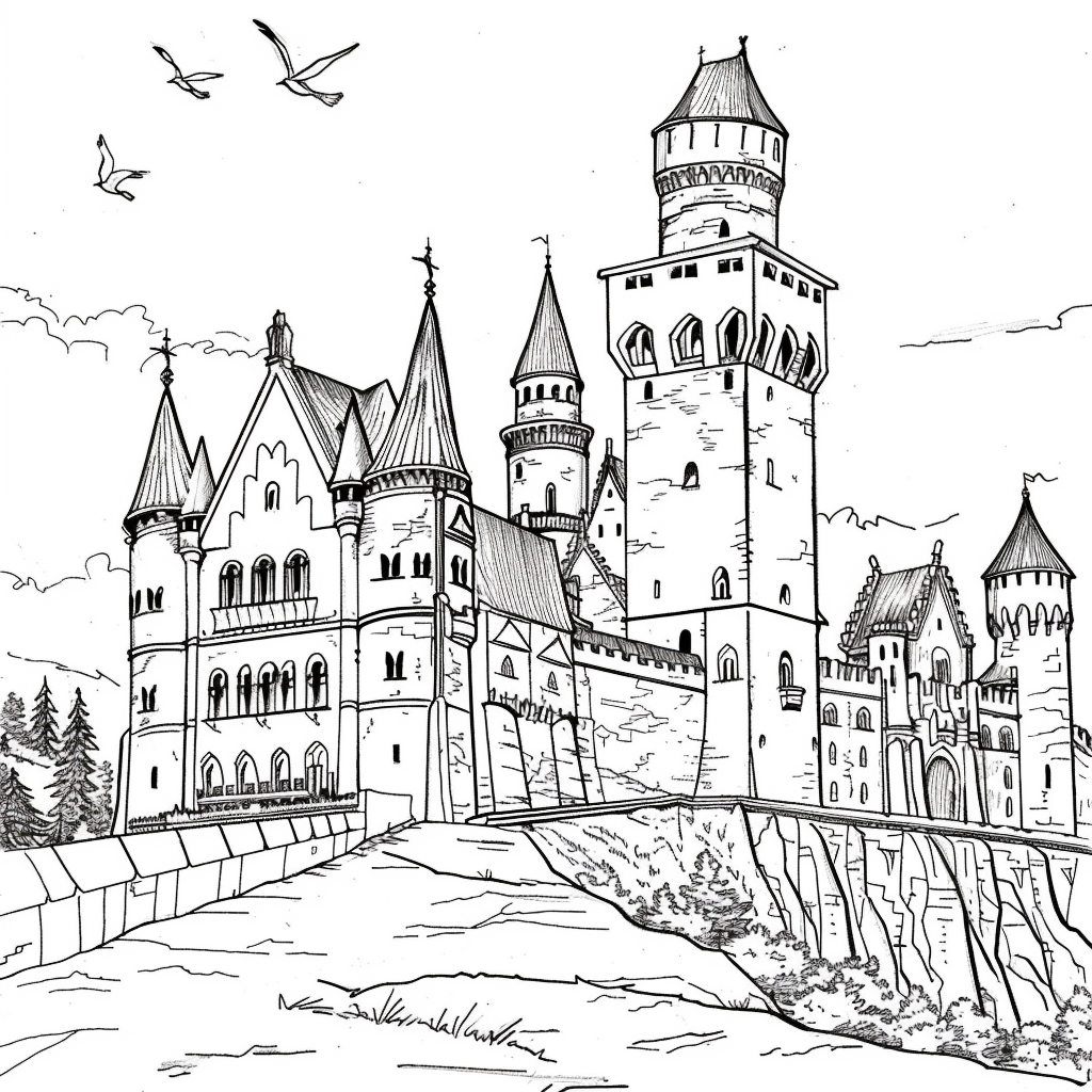 Bộ tranh tô màu lâu đài siêu khổng lồ và đẹp cho bé 52