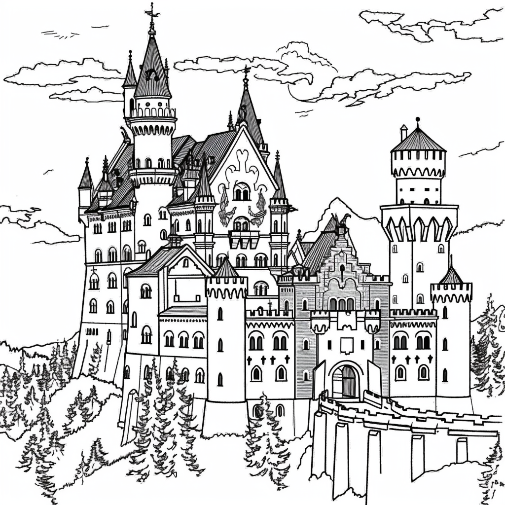 Bộ tranh tô màu lâu đài siêu khổng lồ và đẹp cho bé 50