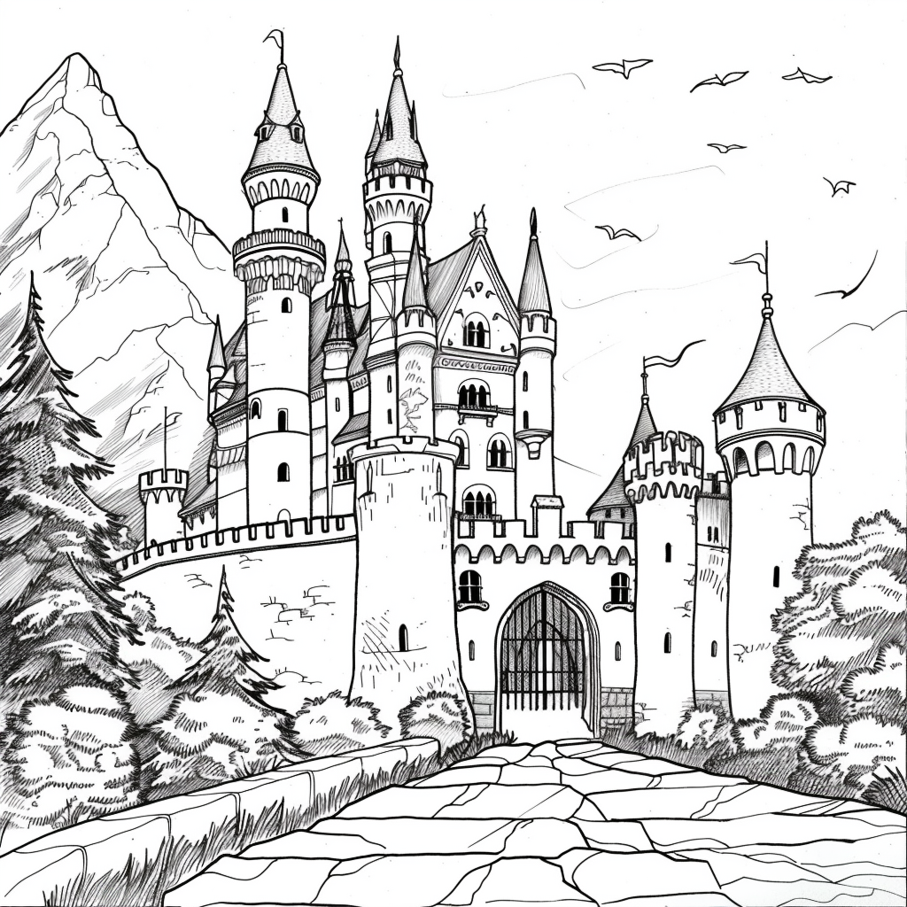 Bộ tranh tô màu lâu đài siêu khổng lồ và đẹp cho bé 48