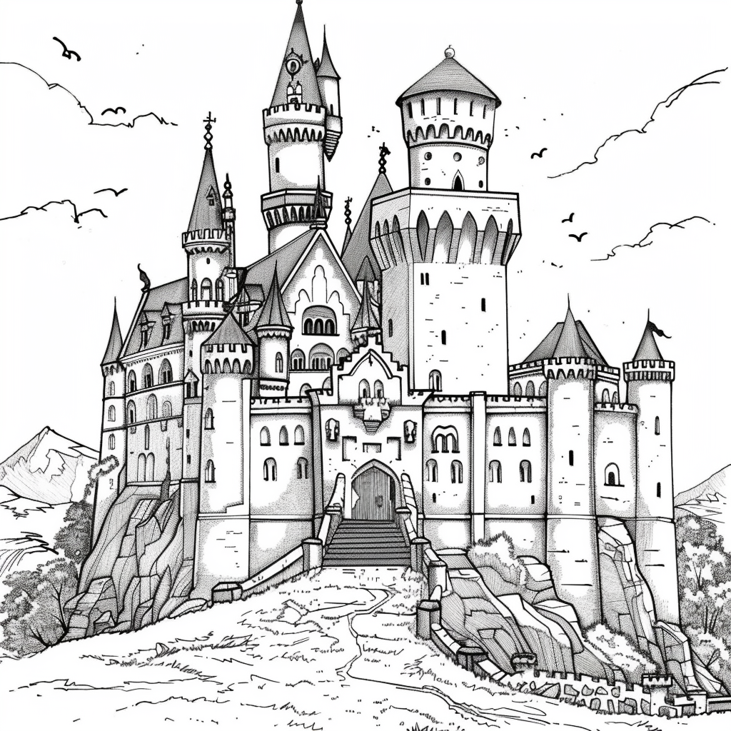 Bộ tranh tô màu lâu đài siêu khổng lồ và đẹp cho bé 46
