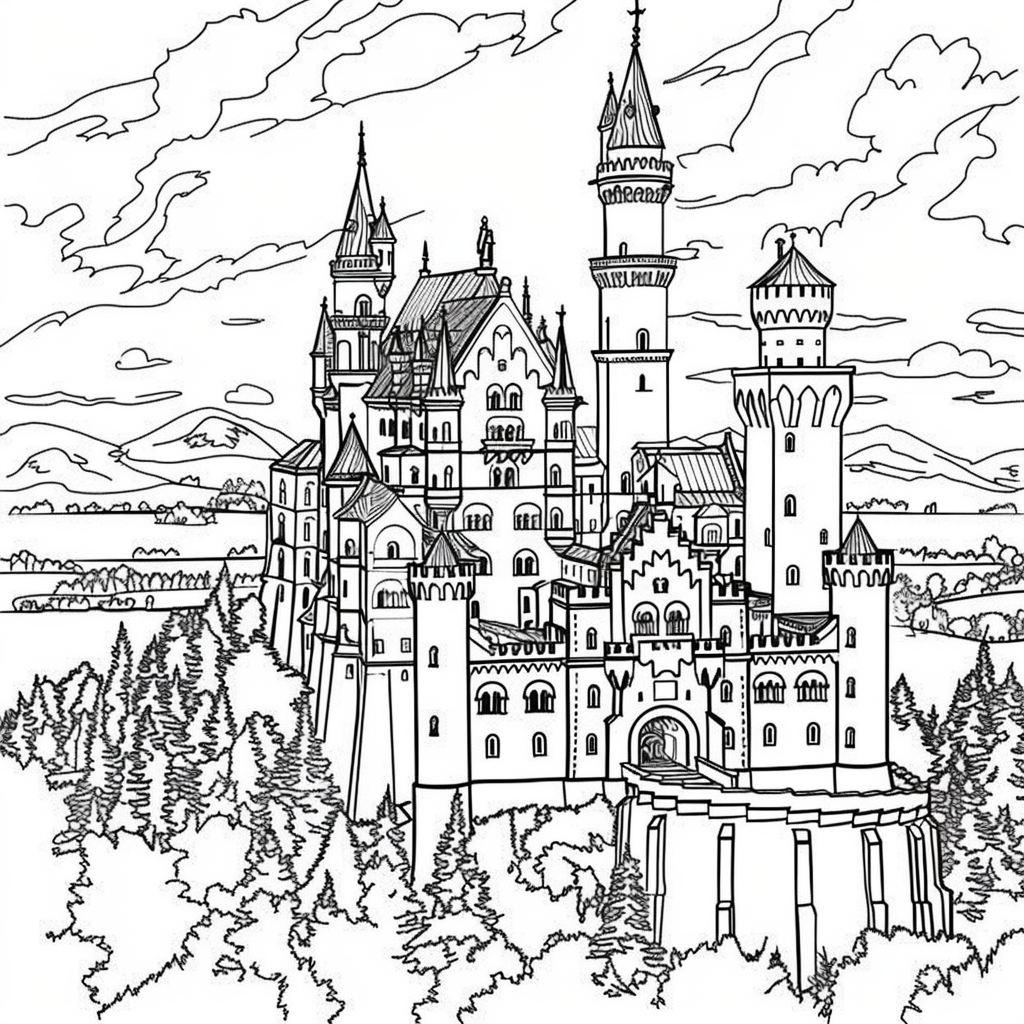 Bộ tranh tô màu lâu đài siêu khổng lồ và đẹp cho bé 44