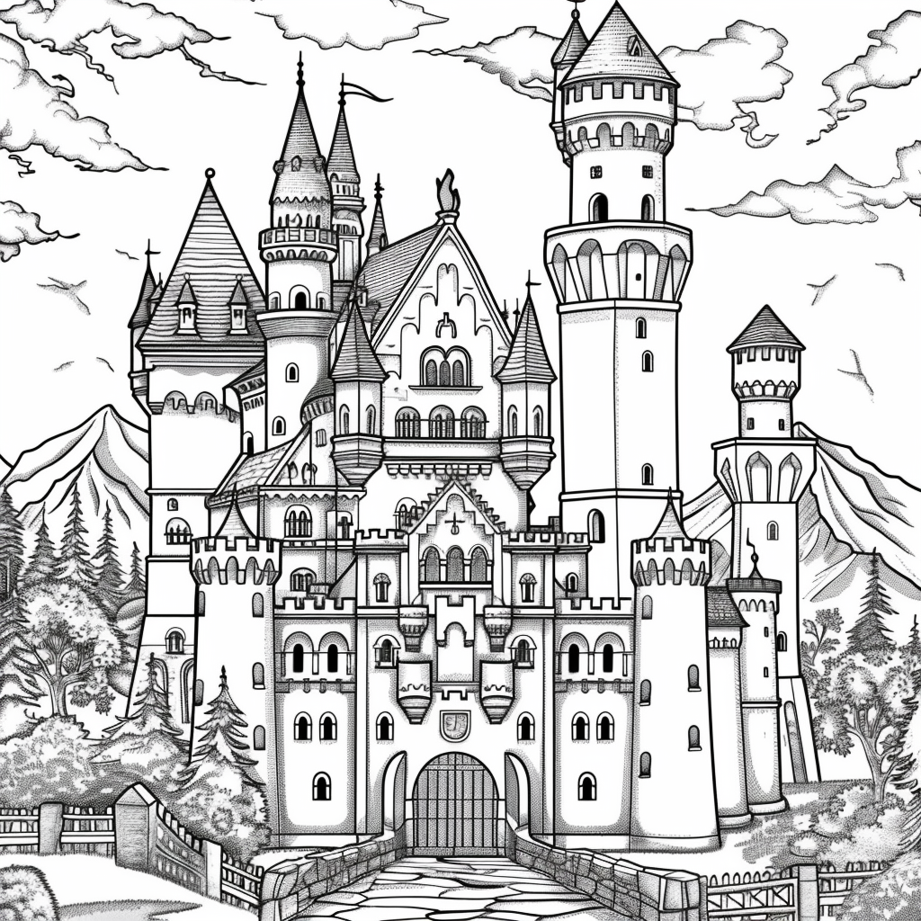 Bộ tranh tô màu lâu đài siêu khổng lồ và đẹp cho bé 42