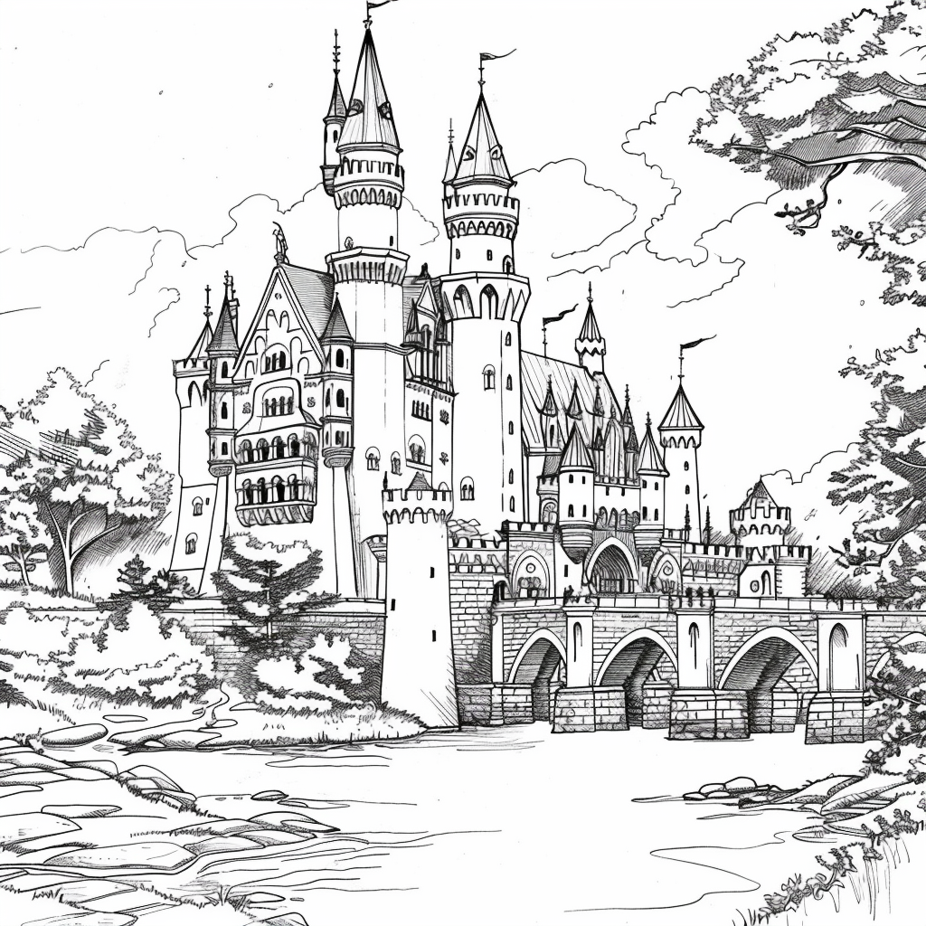 Bộ tranh tô màu lâu đài siêu khổng lồ và đẹp cho bé 40