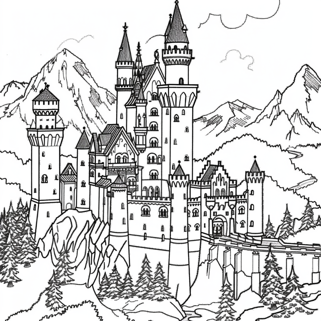 Bộ tranh tô màu lâu đài siêu khổng lồ và đẹp cho bé 38