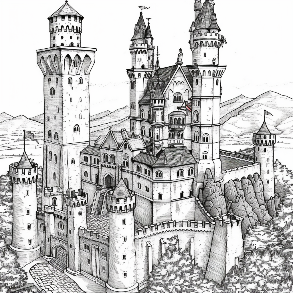 Bộ tranh tô màu lâu đài siêu khổng lồ và đẹp cho bé 36