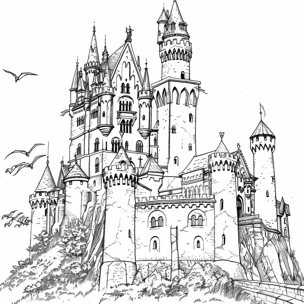 Bộ tranh tô màu lâu đài siêu khổng lồ và đẹp cho bé 30