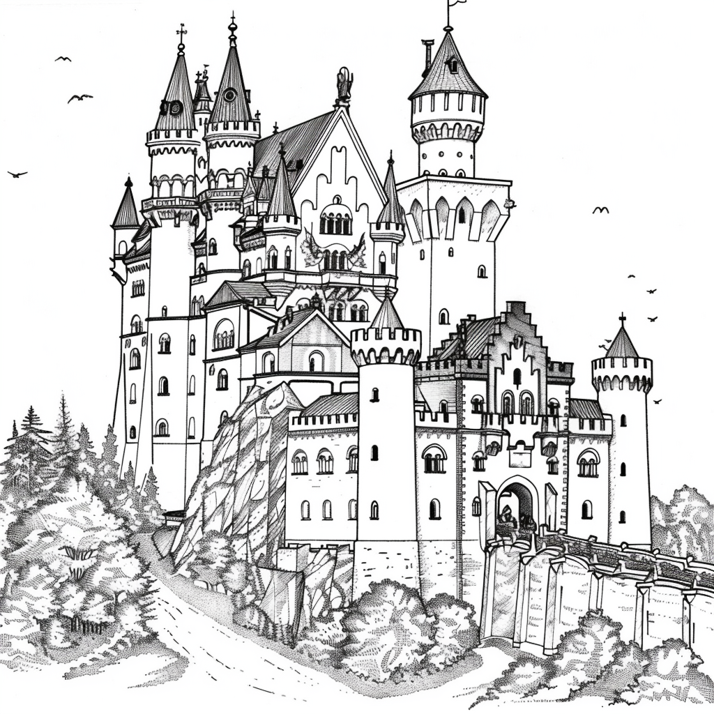 Bộ tranh tô màu lâu đài siêu khổng lồ và đẹp cho bé 29