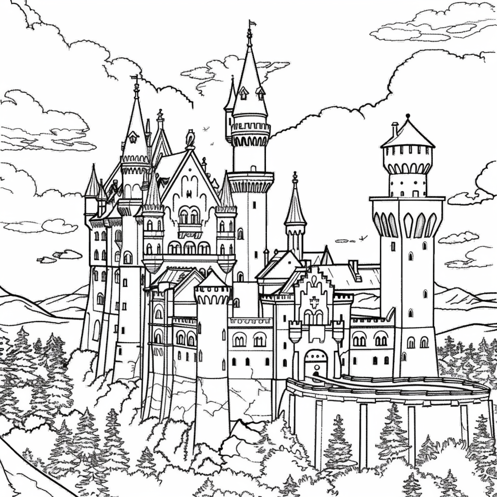 Bộ tranh tô màu lâu đài siêu khổng lồ và đẹp cho bé 23