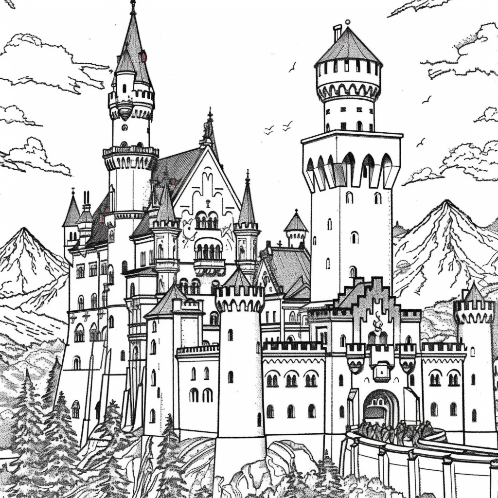 Bộ tranh tô màu lâu đài siêu khổng lồ và đẹp cho bé 19