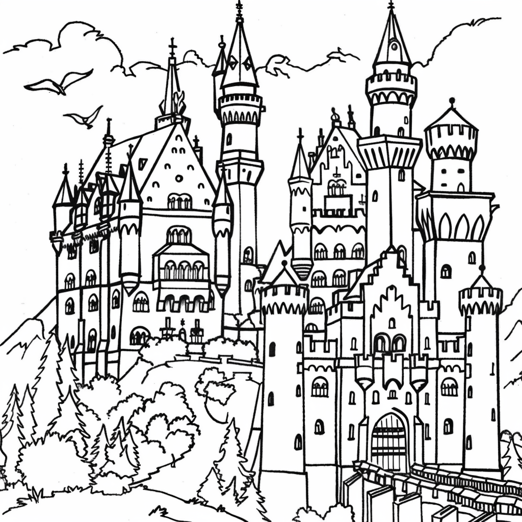 Bộ tranh tô màu lâu đài siêu khổng lồ và đẹp cho bé 17