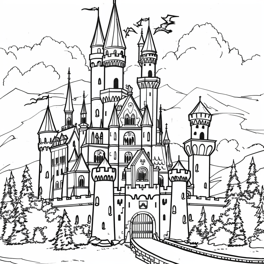 Bộ tranh tô màu lâu đài siêu khổng lồ và đẹp cho bé 15