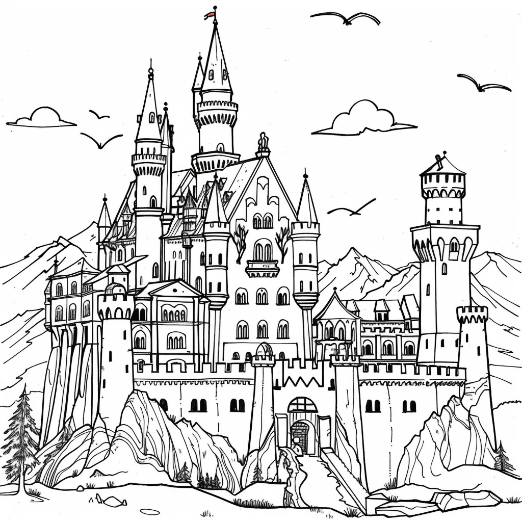 Bộ tranh tô màu lâu đài siêu khổng lồ và đẹp cho bé 14