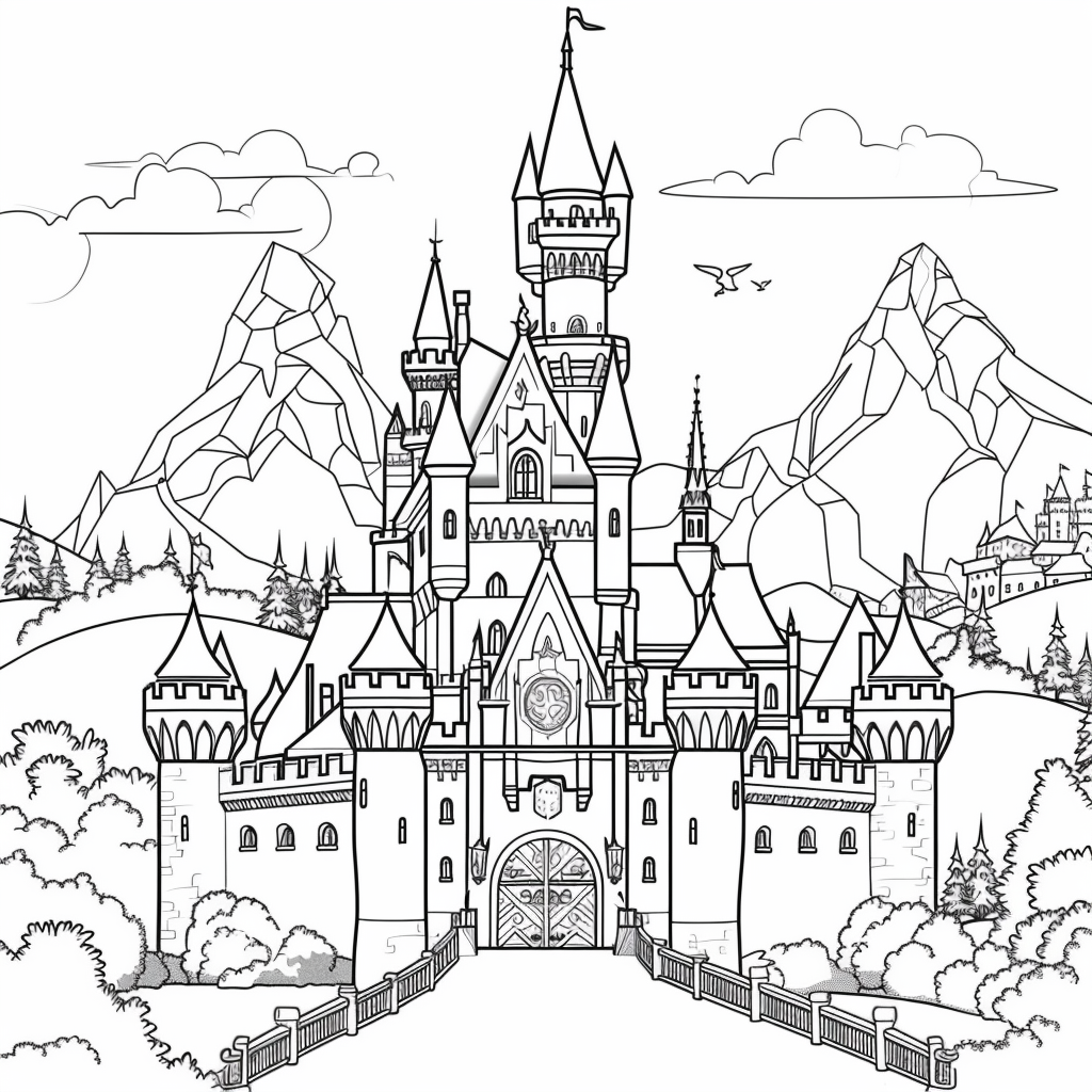 Bộ tranh tô màu lâu đài siêu khổng lồ và đẹp cho bé 10